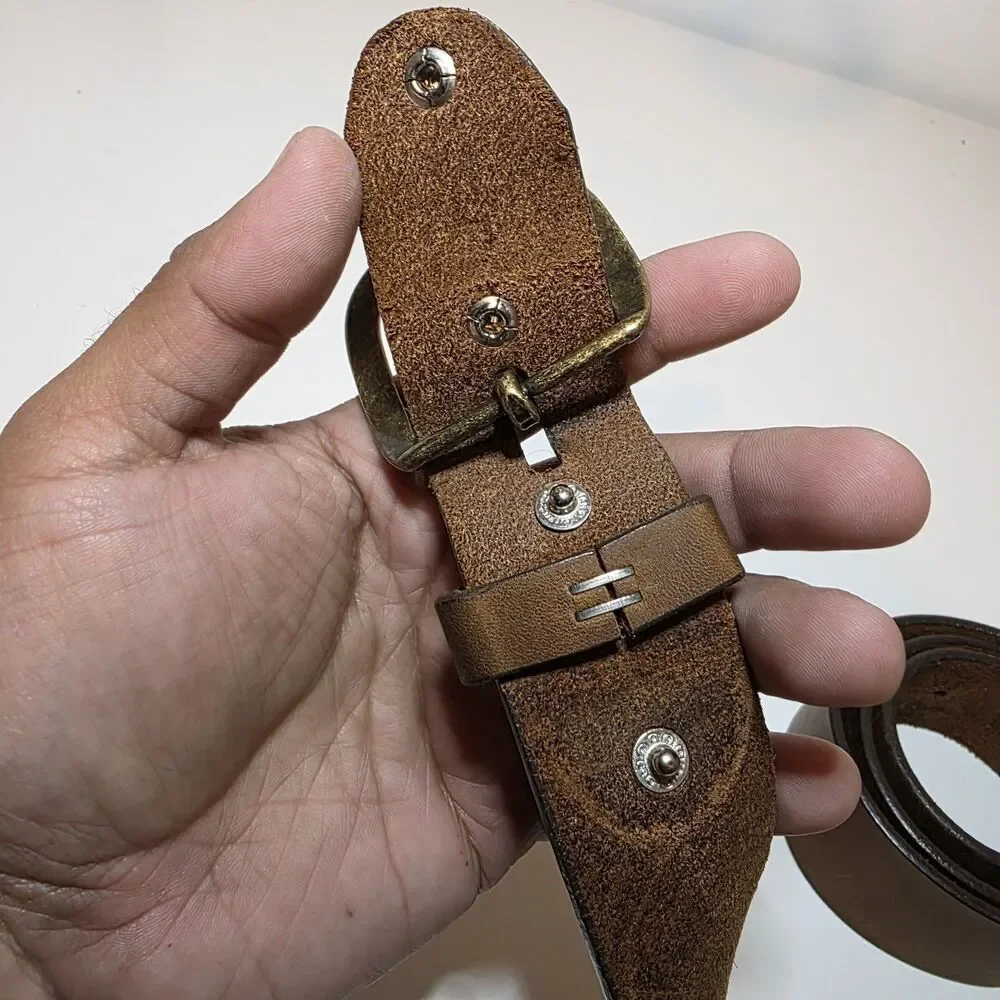 Justin Men's Work Basic Brown Belt 2328D Size 38 Top Grain Leather Brass Buckle